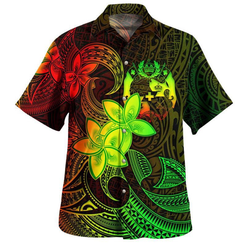 Chemises d'impression 3D The Kingdom of Tonga National Feel pour hommes, emblème tonga, manteau de bras, chemises courtes graphiques, vêtements vintage