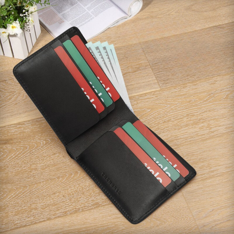 محفظة رجالية بسيطة مع فتحات بطاقات متعددة ، محفظة أعمال قصيرة