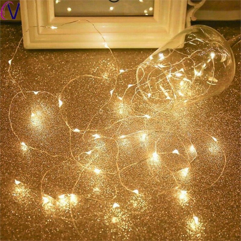 Guirlande lumineuse à LED USB 10/20/30M, fil en cuivre et argent, étanche, féerique, pour noël, mariage, fête, décoration