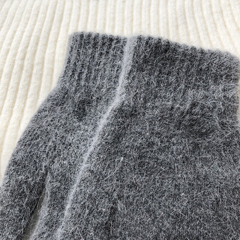 Guantes de lana de estilo sencillo para mujer, manoplas tejidas, suaves y elegantes, a prueba de viento, para invierno