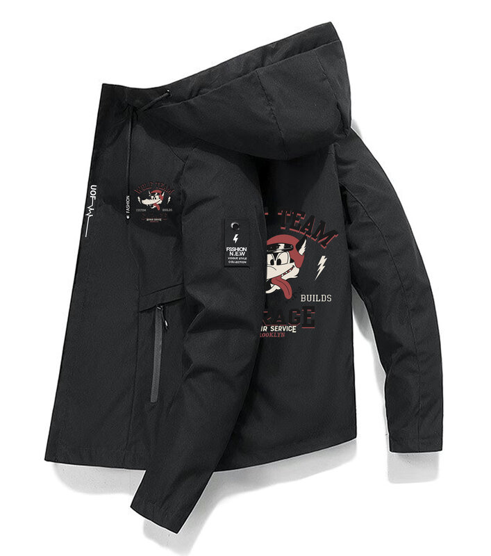 Cartoon fox print pattern Fashion giacca con cerniera da uomo caricamento all'aperto abbigliamento Casual giacca a vento cappotti primavera autunno giacche