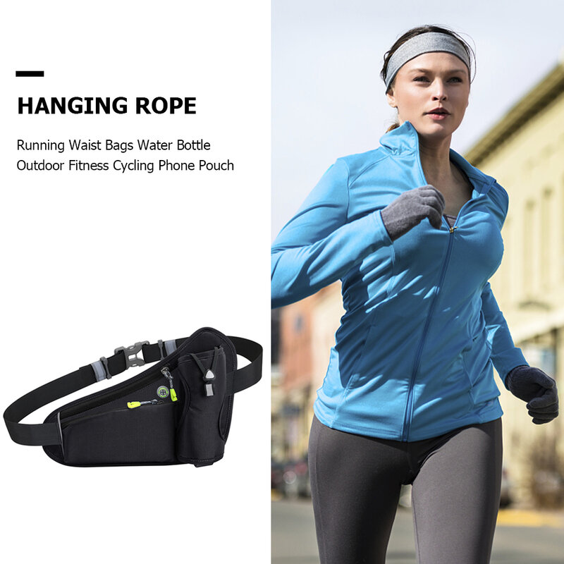 Hydration Belt Pack Reflective Running Waist Bag Large Capacity Water Bottle Holder Bag Multifunction for Running Cycling