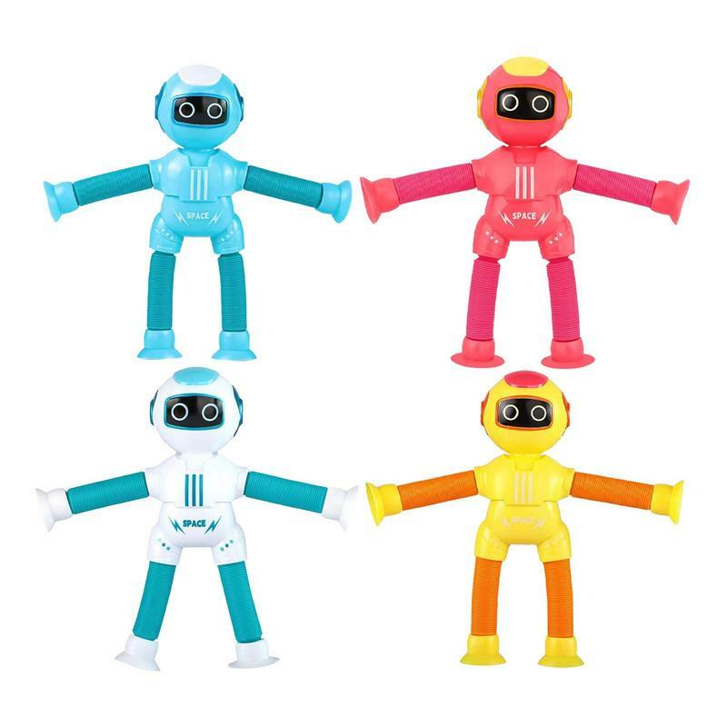 Robótica-Tubos Pop para Crianças e Adultos, Tubos Pop Robô Telescópicos, Forma de Jogo Imaginativa, Brinquedo Robótico Mudando, Favores de Festa, 4 peças