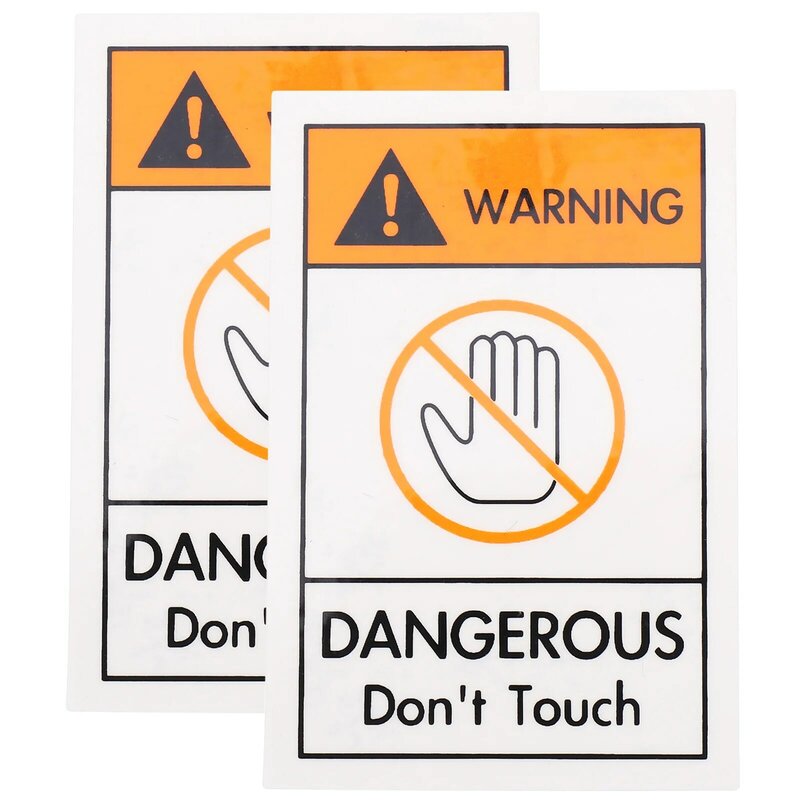 2 buah Label peringatan keselamatan tidak ada sentuh tidak menandatangani penuh bahasa Inggris 2 buah dikemas stiker mesin hati-hati Applique