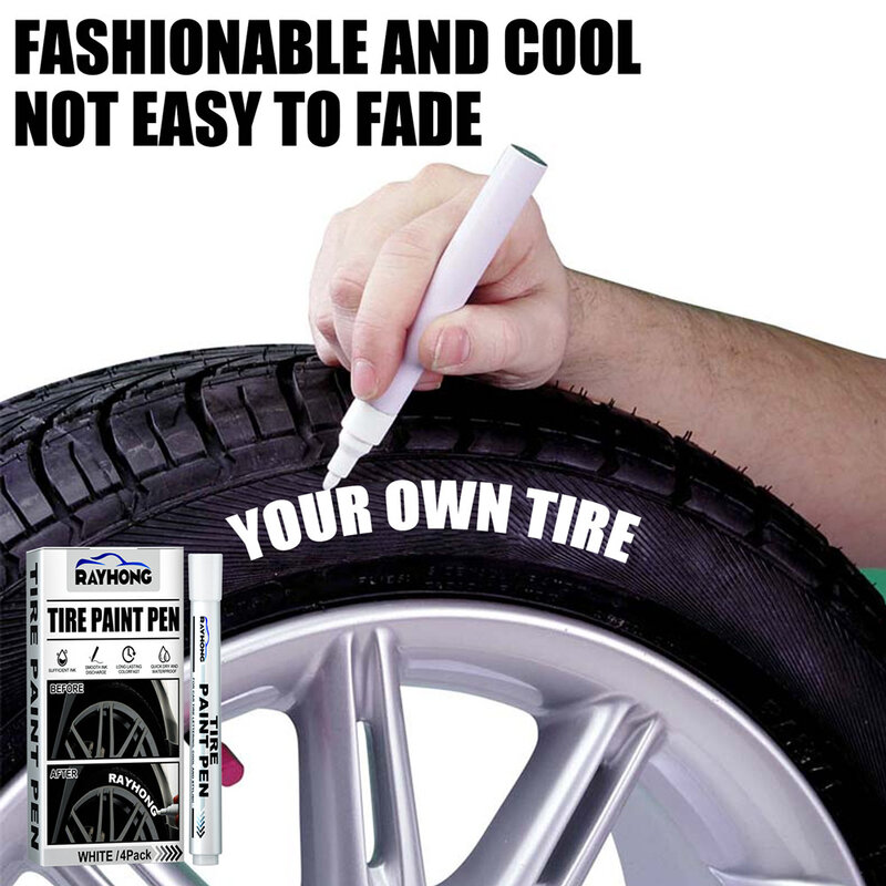 4Pcs Car Tyre Paint Marker Pens Waterproof Permanent Pen Fit For Car Motorcycle Tyre Tread Rubber Oil Based