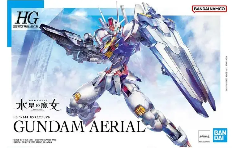 Bandai-Gundam Action Figure modelo para meninos, coleção Anime, coleção original Gundam, THE FOR MERCURY XVX-016, HG, 1: 144, Em estoque