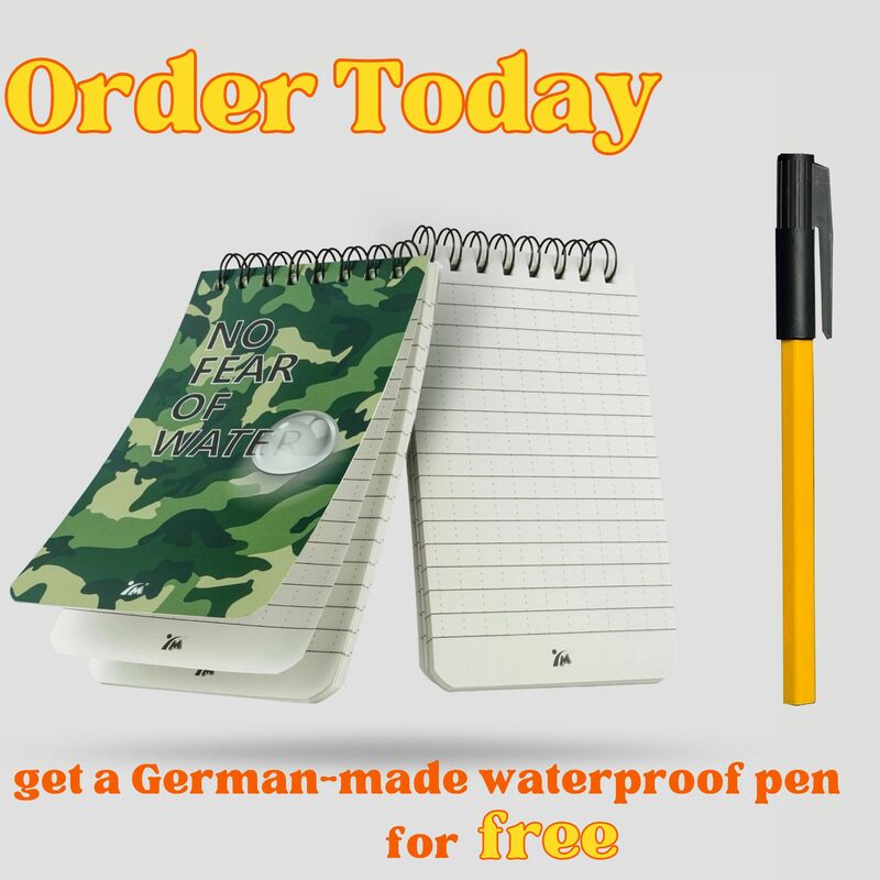 YM. stonepaper 3“x5” All-weather Notepad Tactical Waterproof Notebook Durable Outdoor Adventure Camping Write in the rain