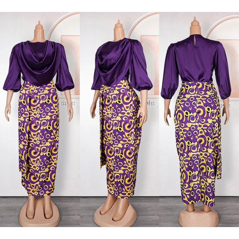 Gaun Afrika untuk wanita 2 potong set atasan dan Rok cocok untuk pakaian cetak Dashiki Ankara gaun pesta pernikahan ukuran Plus Turki 2023