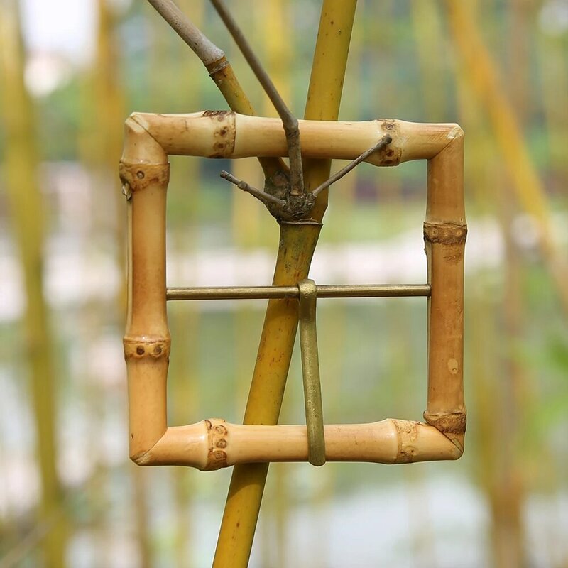 Vestuário vestuário sacos sapatos artesanal quadrado ouro cor natural de bambu raiz cinto pino fivela