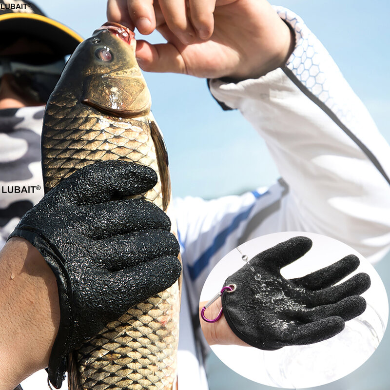 Sarung Tangan Memancing Menangkap Ikan Antiselip Tahan Lama Rajutan Jari Penuh Tahan Air Sarung Tangan Kerja Tahan Gores Gesper Kiri Kanan Pakaian Melindungi Tangan
