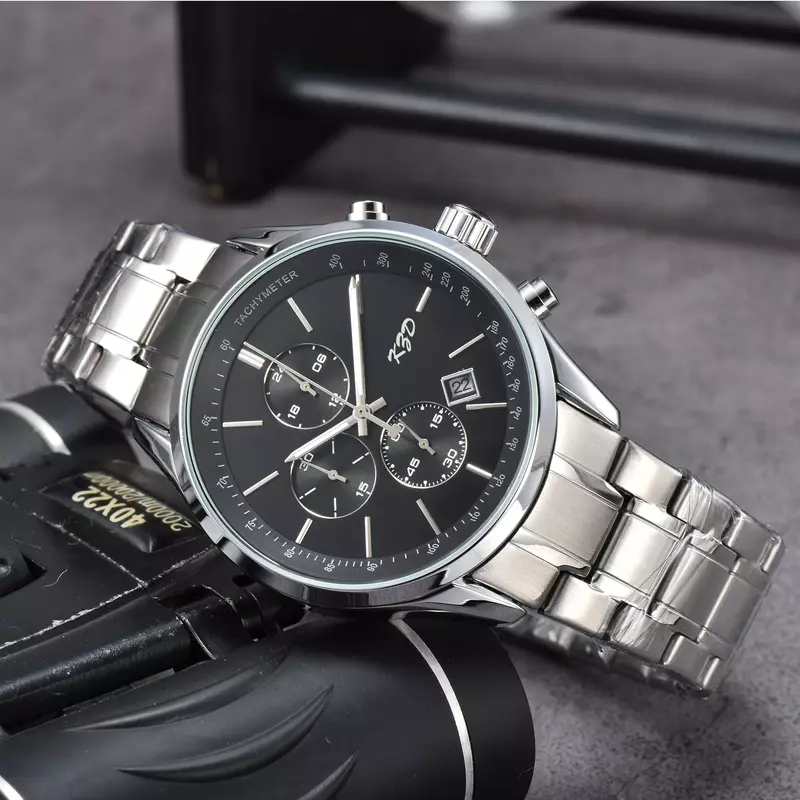 Часы наручные мужские с автоматическим датой, роскошные деловые многофункциональные кварцевые часы с браслетом из стали, с кварцевым механизмом, ААА