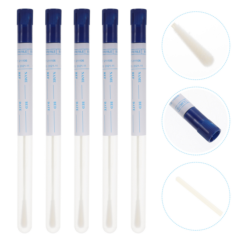 50 Sets Sterile Sampling Swabs Lab Swabs Plastic Flocked Nasal Swabss