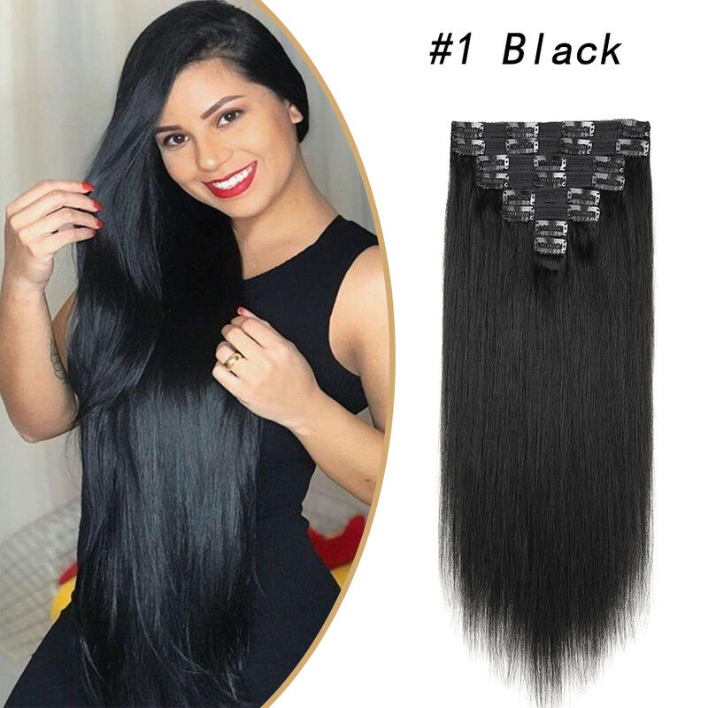 Doczepy z ludzkich włosów Clip In Real 100% Natural Remy Burgundy Wine Red Gold Black Long Full Head Clip-On For White People Women