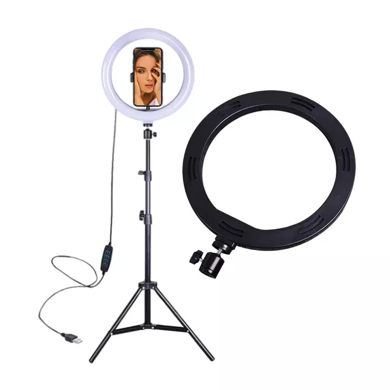 Anillo de luz Led con trípode móvil, lámpara circular de relleno de 26 y 45 CM, Kit de Vlogging, luces Led con Control remoto para Selfie, 12 pulgadas