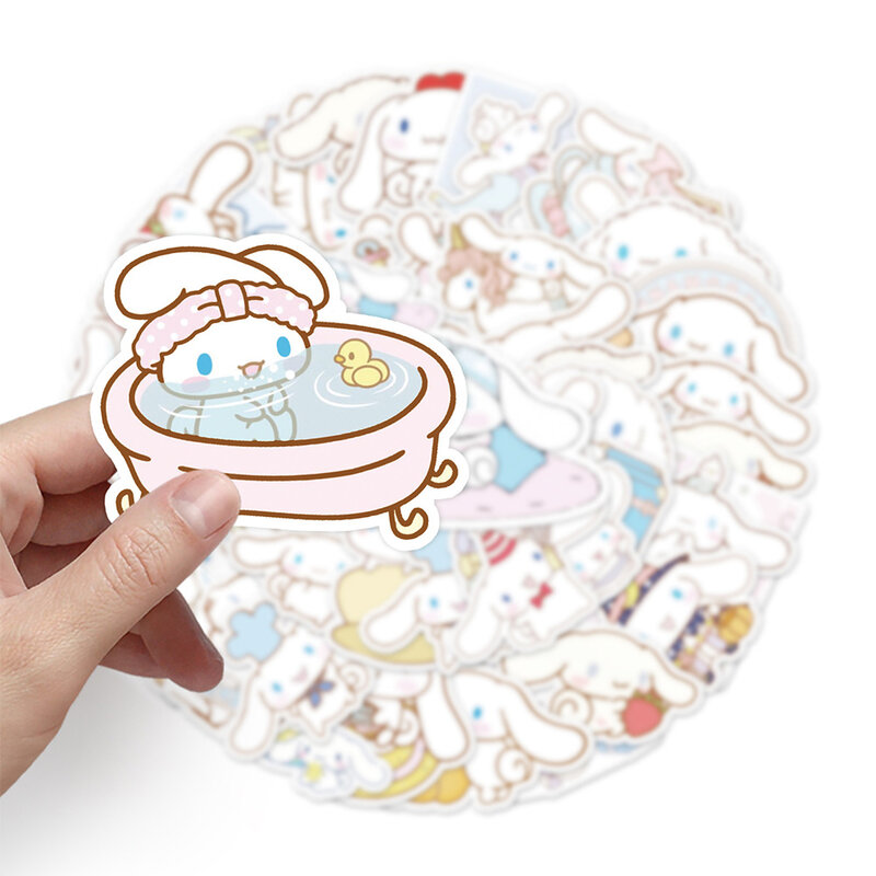 Pegatinas impermeables de Anime Cinnamoroll Sanrio para niños, adhesivos de grafiti de dibujos animados Kawaii para guitarra, bicicleta, regalo divertido, 10/30/50 piezas