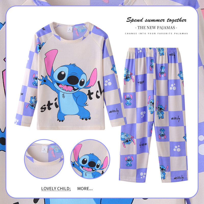Stitch Mickey Pajamas Sets Spring Autumn Girls Teenager Sleepwear Kids Pyjamas Child Sleepwear Christmas Homewear Loungewear