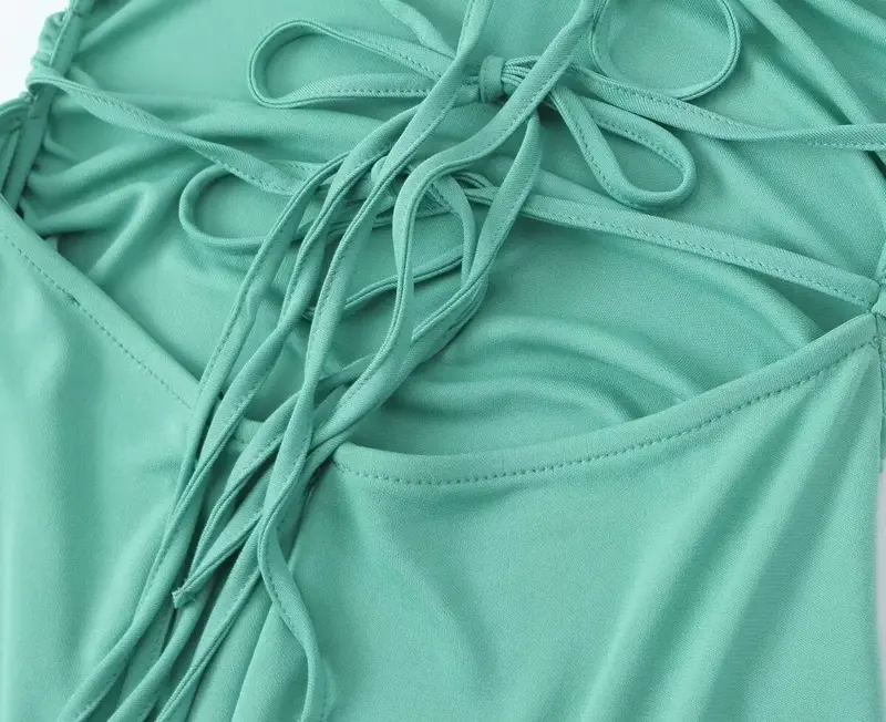 Damska 2024 nowa elegancka moda Temperament pasek projekt plisowana szczupła długa sukienka Retro bez pleców damska sukienka Mujer