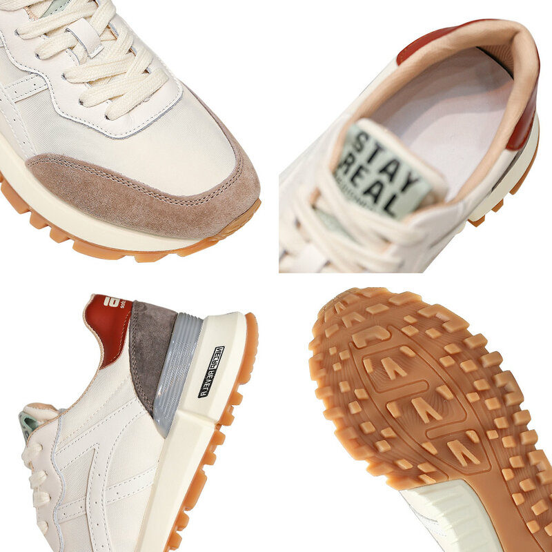 SOMILISS sepatu sneaker Platform wanita, sepatu lari kasual modis bersirkulasi tambal sulam bahan Suede Lycra kulit asli
