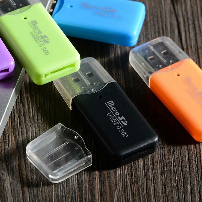 Mini Memory Card Reader, Adaptador plástico portátil, alta qualidade, USB 2 0, TF Flash, PC, Laptop, Conversores móveis