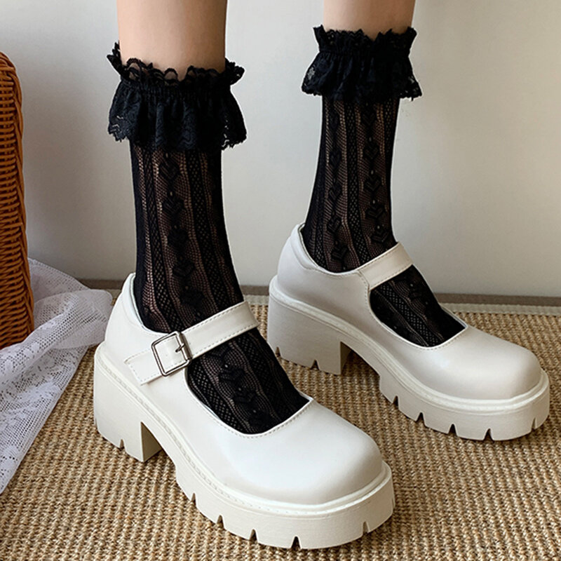Rimocy 2022 novo preto sapatos de salto alto bombas femininas moda couro patente sapatos plataforma mulher dedo do pé redondo mary jane sapatos mujer