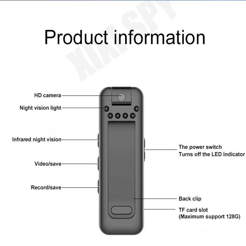 Minicámara de visión nocturna, videocámara pequeña inalámbrica para el cuerpo, espia escondidas micro grabadora de voz, grabadora de vídeo secreta, videocámara usable, discreta