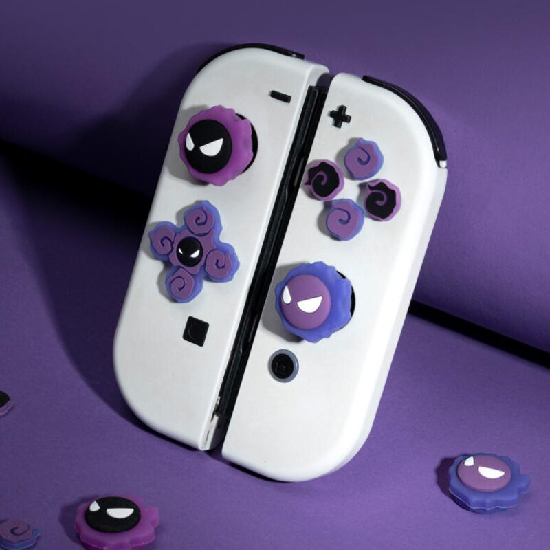 Sarung kulit stiker kunci ABXY tombol silang d-pad, silikon bercahaya untuk Nintendo Switch Oled Joy-con tutup pegangan tongkat jempol