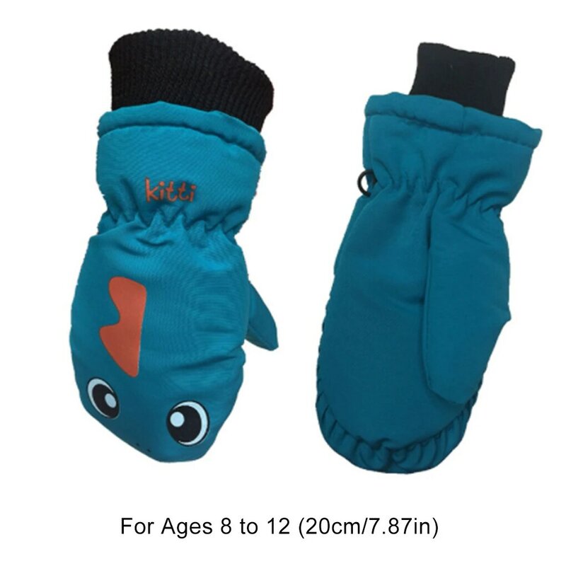 1 para rękawiczek dziecięcych zimowych wodoodpornych ciepłych rękawiczek wytrzymałych kreskówek z nadrukiem zagęszczają zajęcia na świeżym powietrzu na zimna pogoda czarne L