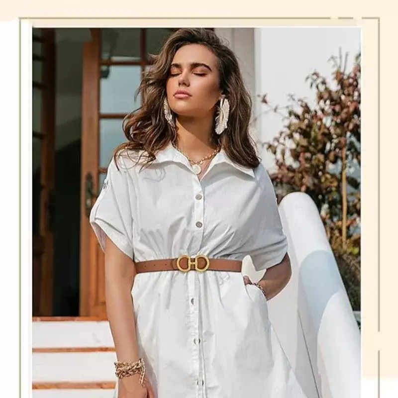 2024 nuova cintura da donna con fibbia liscia in pelle bovina accessori per abiti dal Design semplice e atmosferico alla moda