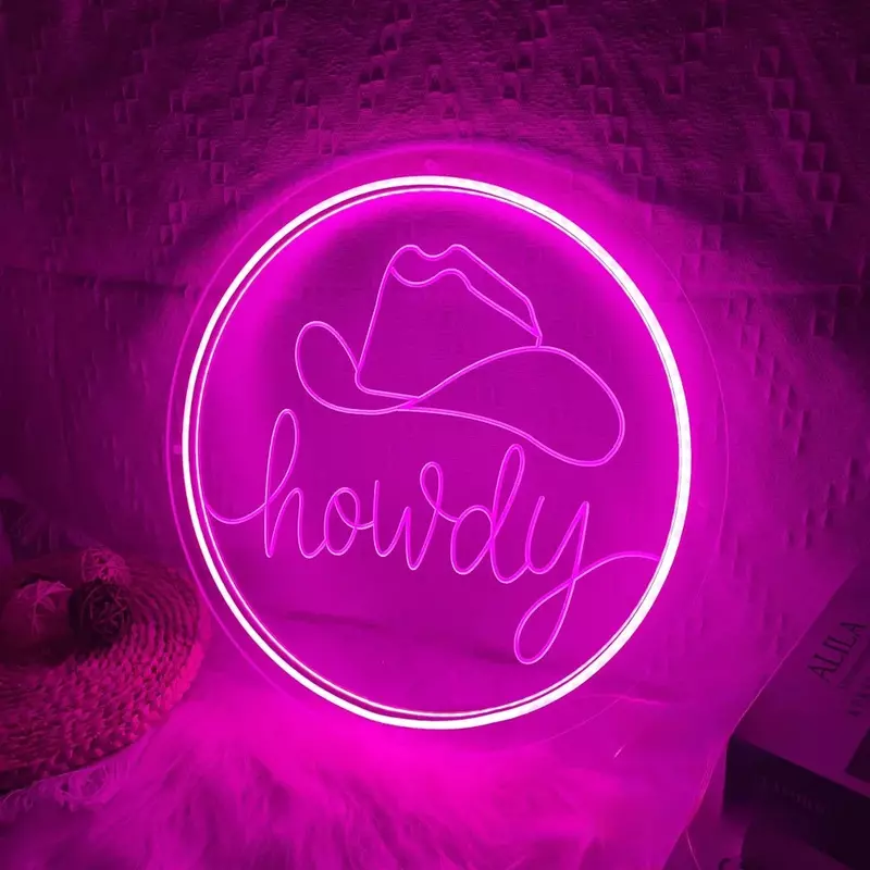 Kapelusz kowbojski Neon wygrawerować neonowe światła do dekoracji pokoju estetyczne panele ścienne lampa dekoracyjne wspierają niestandardowe