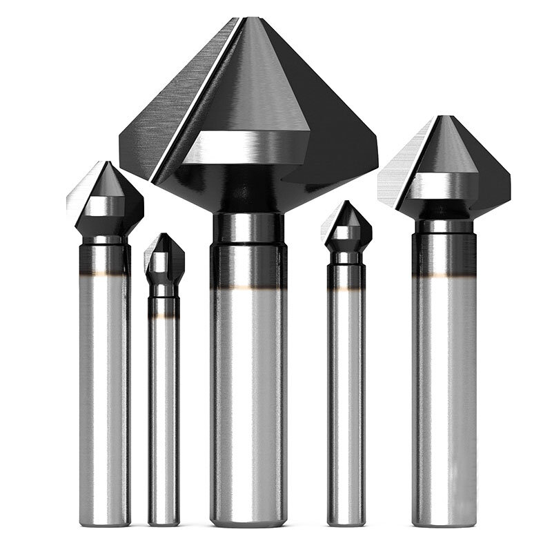 1 Flute/3 Flutes 90 Degree Chamfer Cutter 6.3mm-50mm M35 Cobalt TiAlN Coated Countersink Drill Bit Metal Deburring Milling Tool