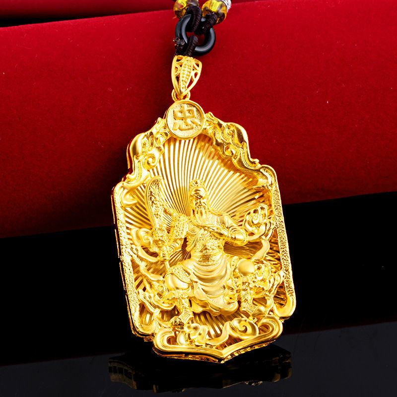 Colgante de tigre de montaña chapado en oro, Guan Gong, Kirin, Monkey King, Qi Tian Da Sheng, doble capa, lengüeta sin Color para hombres y mujeres