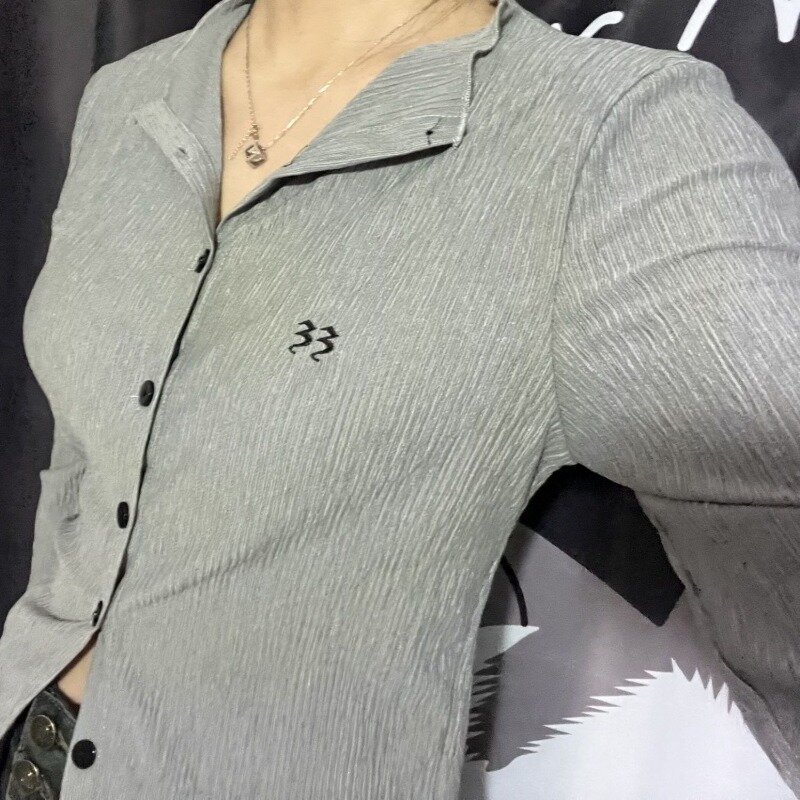 Черные женские рубашки HOUZHOU Y2k в стиле Харадзюку, Весенняя Готическая винтажная блузка с длинным рукавом и вышивкой, корейский модный эстетический кардиган