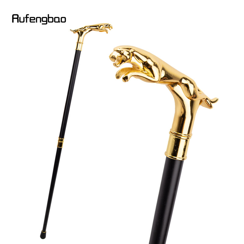 Gold Luxury Leopard with Tail Fashion Walking Stick for Party Decorative Walking Cane Elegant Crosier Knob Walking Stick 93cm