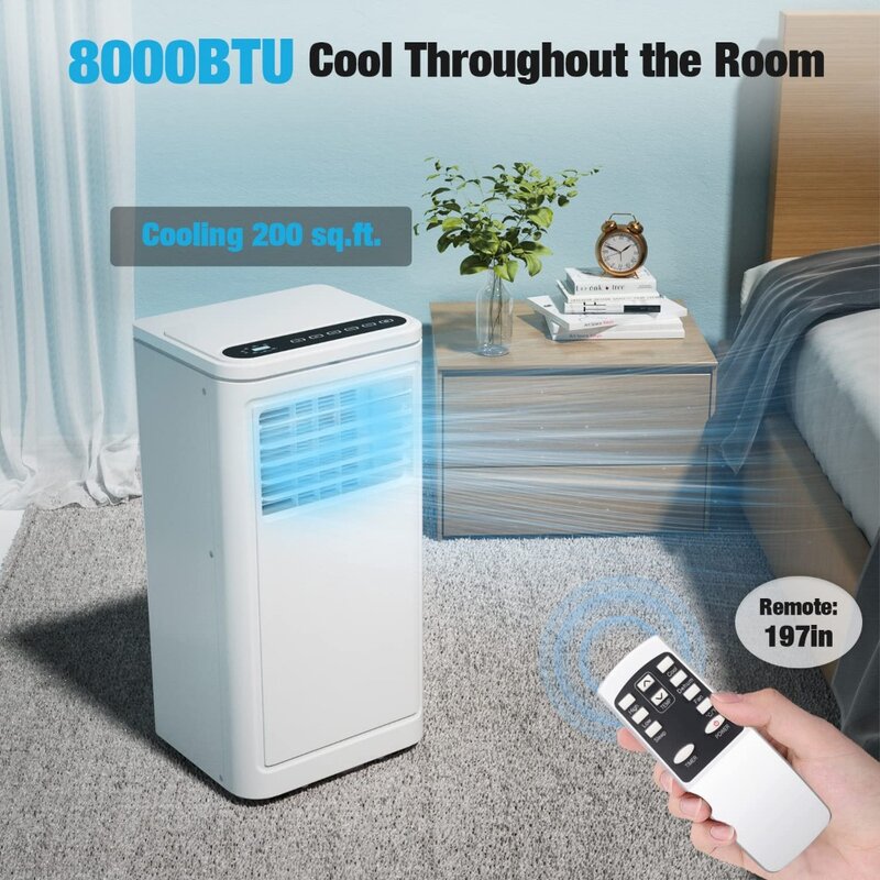 Climatiseur portable, climatiseur portable de 8000BTU pour le refroidissement de la pièce, 350 pieds carrés, unité AC portable avec aquarelle dégradée