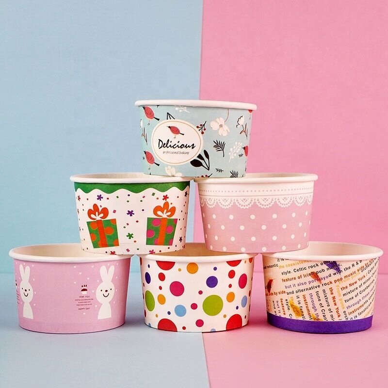 Gobelet à glace recyclable pour enfants, produit personnalisé, logo personnalisé, bol en papier Pla Chicken