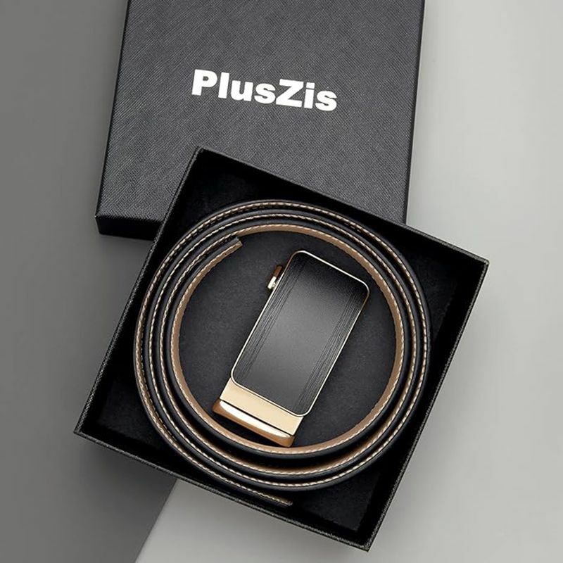 Pluszis-自動バックル付きメンズレザーラチェットベルト、ビジネスファッション、プラスサイズ、ドレス