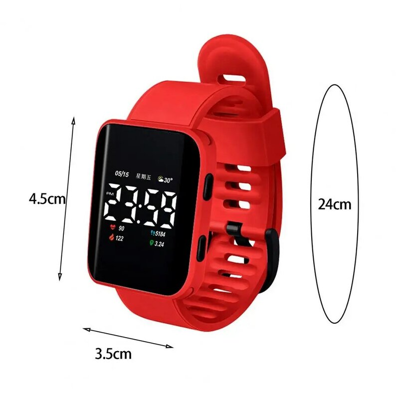 Digital Watch Long Lifespan Professional Trendy Block Design Waterproof Decoration Silicone Multicolor LED Electronic Watch Gift