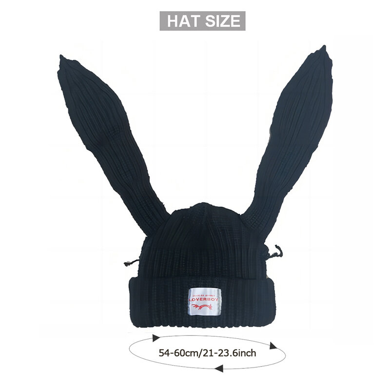 Rabbit Ears Knitted Wool Hat Love Boy Hat Niche Design Personality Fashion Hat Men Women Cute Warm Autumn and Winter Tide Hat