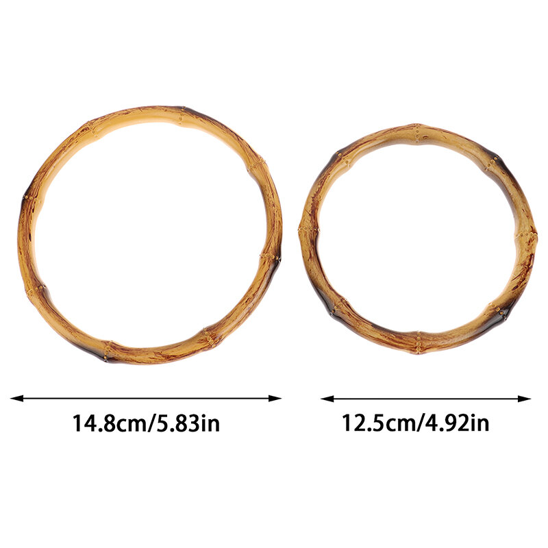 1Pc Bamboo Purse Handle Frame Hanger DIY Bamboo O Bag Handle Bag Straps Replacement Bamboo Handles Handcraft Wooden Rings