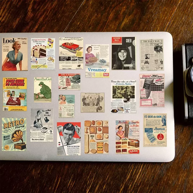50 stücke Retro-Zeitschriften und Zeitungen Aufkleber Laptop-Telefon Gitarre Skateboard Koffer DIY Handbuch Aufkleber Graffiti Aufkleber