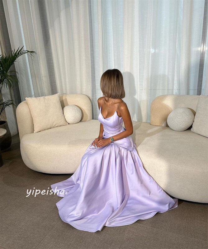 Prom Dress Evening Ball Dress Evening Saudi Arabia Satin Ruched Quinceanera A-line V-neck Bespoke Occasion Gown Long Dresses