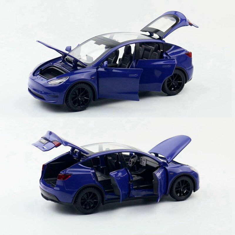 Coche de juguete Tesla modelo Y SUV para niño Y niña, juguete en miniatura de aleación de Metal fundido a presión, sonido Y luz, colección de regalo 1:32, 1/32