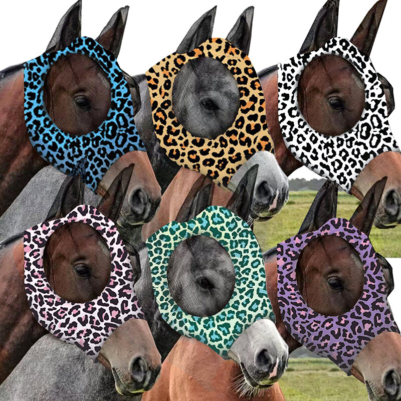 1Pc Stretch Fabrics Horse Face Mask Anti Fly Breathable Knitted Mesh Anti Mosquito Mask Horse Riding Equestrian Equipment