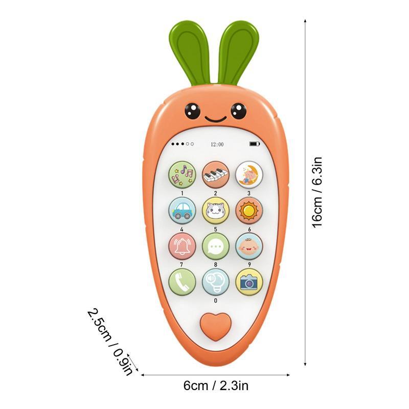 Teléfono de juguete para niños pequeños, teléfono móvil educativo, colorido, con forma de zanahoria, para estimulación de la imaginación