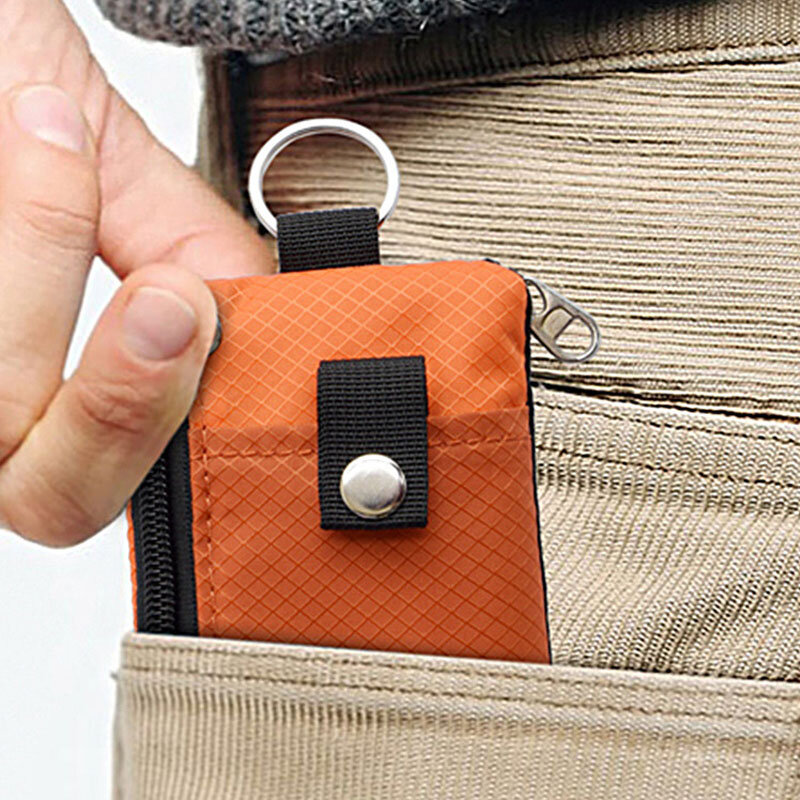 Gebwolf-Carteira pequena de bloqueio RFID com janela de identificação, bolsa impermeável com zíper, chaveiro para cartões, caixa porta-moedas
