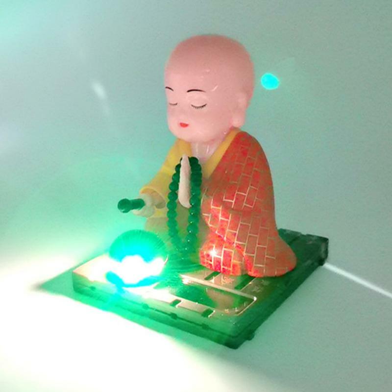 Ornement de tableau Prada de moine solaire, statue de petit bouddha secouant la tête, autocollant double face gratuit, ornement de voiture, décoration d'intérieur
