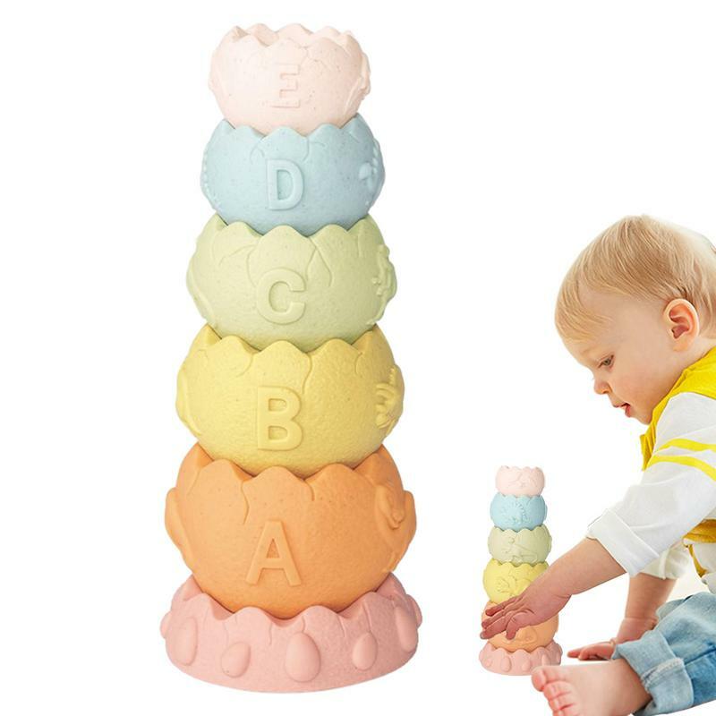 Układanie zabawek do nauki wieża do układania układarka zabawki Montessori czuciowych bloków do układania w stosy i edukacji zabawka dla dzieci