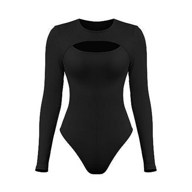 Sexy Bodysuit Stylish Women's Slim Fit Bodysuit Sexy Hollow Design Breathable Stretchable Long Sleeves for Autumn Fashion Ladies