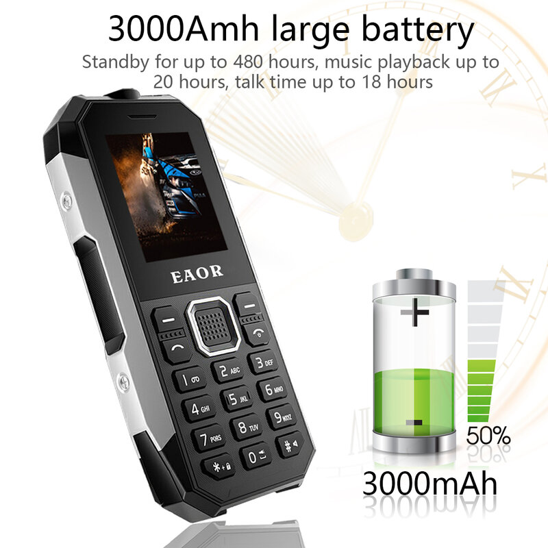 To IP68 Rugged Phone Waterproof Dustproof Keypad Phone Dual SIM 3000mAh Big Battery Push-button Phone Feature Phone with Torch