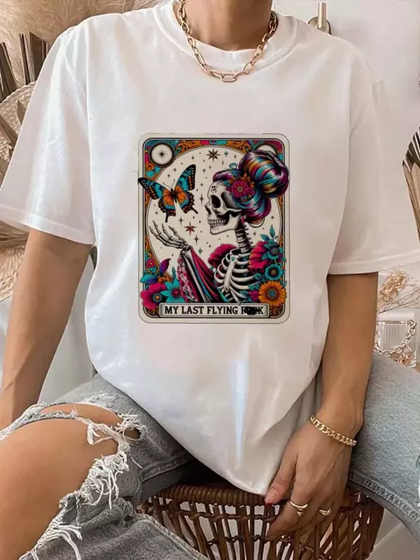 Kawaii Graphic Rock Top Tees Female Simple Brush Drawing Cat T Shirt Harajuku Vintage T-shirt Fashion Queen Women's T shirt